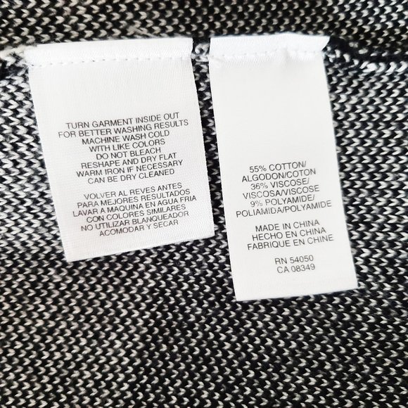 Jones New York Long Wrap Cardigan (Sweater Coat), Black & White, PP/XSP/0P/2P/4P - Picture 7 of 8